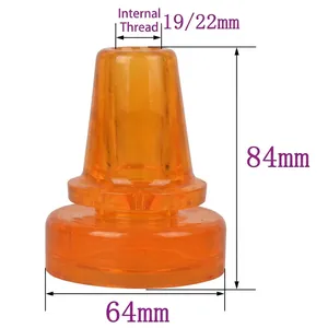 Detailansicht der orangen Gehstockspitze mit 84 mm Höhe und 64 mm Basisdurchmesser.
