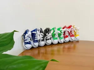Colorful mini canvas sneaker keychains for bike kickstand decoration and key accessories