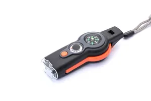 7-in-1 multifunktionale Überlebenspfeife mit Kompass und LED-Licht zum Wandern und Campen