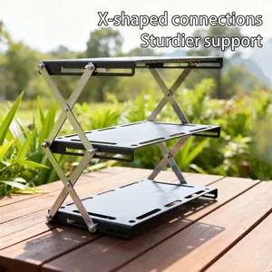 Étagère de rangement de bureau pliable à 3 niveaux avec support en X pour gaming