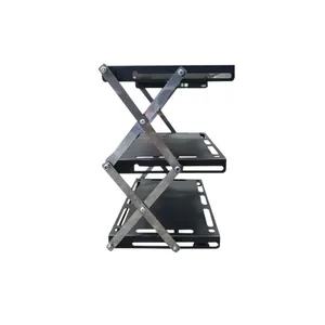 Étagère de bureau pliable en métal industriel à 3 niveaux avec finition noire robuste