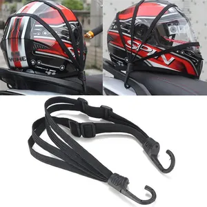 Cinghia elastica nera per bagagli moto con doppi ganci per fissaggio del casco