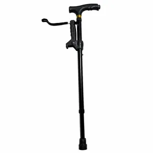 Bastone da passeggio telescopico ergonomico nero per anziani con doppia impugnatura