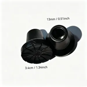 Detailed view of anti-slip rubber crutch tip with 13mm inner and 3.4cm outer dimensions