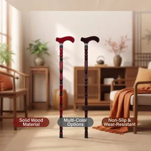 Premium solid wood walking canes featuring ergonomic T-handles and anti-slip rubber safety tips.