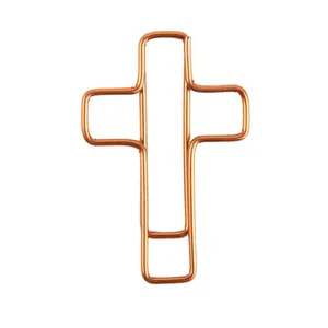 Graffetta creativa in metallo a forma di croce, clip per documenti in oro rosa
