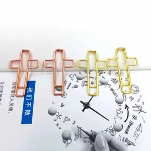 Set di graffette decorative creative in metallo a forma di croce in oro rosa e oro