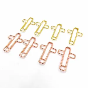 Graffette creative in metallo a forma di croce in oro e oro rosa per uso ufficio