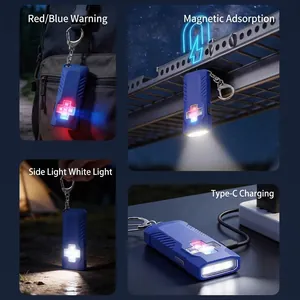 Details van mini zaklamp met waarschuwingslichten en een magnetische basis
