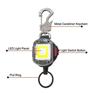 Multifunktionaler ausziehbarer Ausweishalter Schlüsselanhänger mit LED und Metallclip