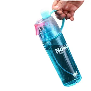 Blue portable outdoor sports misting water bottle for efficient hydration and cooling