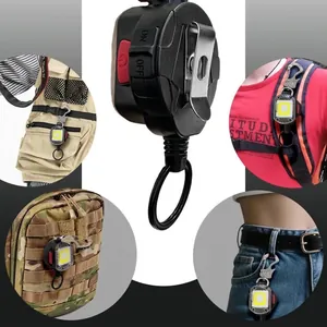 Robuster ausziehbarer Schlüsselanhänger mit COB-Licht und Gürtelclip für Outdoor