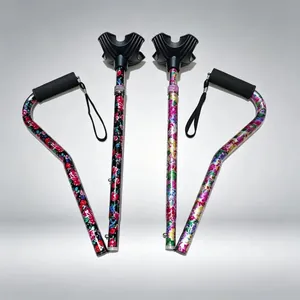 Coppia di bastoni da passeggio pieghevoli a fiori con impugnature ergonomiche antiscivolo