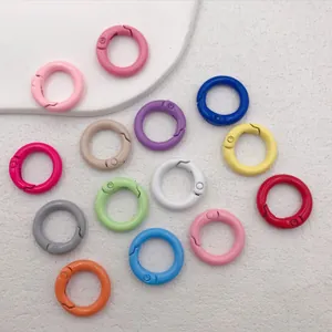 Anillos de Resorte Coloridos Hebilla Redonda de Metal Mosquetón Llavero Accesorios de Joyería Artesanía DIY