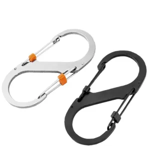 Pair of heavy-duty S-shaped carabiners for outdoor camping and EDC multi-functional use