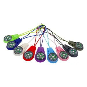 Juego de mini brújulas de colores con cordones para cremalleras y equipo de supervivencia