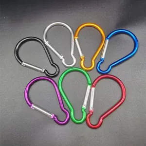 Group of seven multi-colored aluminum alloy light bulb shaped carabiners