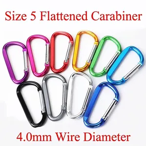 Bunte D-Form Aluminium-Karabiner Größe 5 mit einem Drahtdurchmesser von 4,0 mm