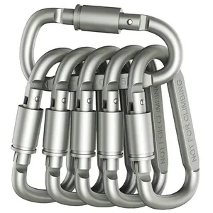 Robuste 8cm D-Ring Aluminium Karabiner mit sicherem Schraubverschluss für Outdoor Ausrüstung
