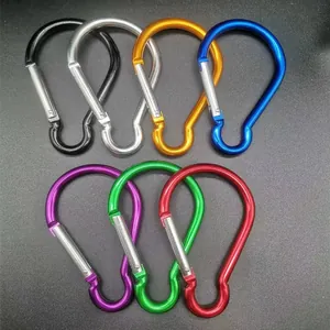 Various colors of bulb-shaped aluminum carabiners for camping and outdoor activities