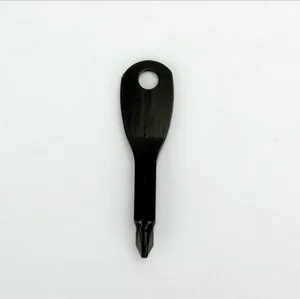 Close-up of black portable EDC mini Phillips screwdriver with integrated keyring hole