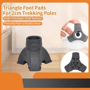 Triangle Rubber Hiking Pole Tip 2cm Inner Diameter Anti-slip Walking Cane Feet Pad With Built-in Stainless Steel Washer Wear Resistant Accessory