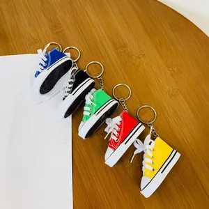Set of colorful mini canvas sneaker keychains for bike kickstand and key ring decoration