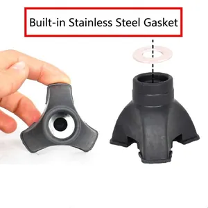 Durable 2cm anti-slip rubber tripod cane tip with built-in stainless steel washer