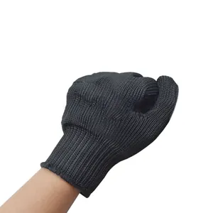 Close-up of black level 5 cut-resistant glove showing durable knit texture