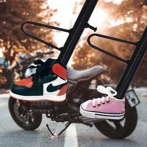 Detailed view of miniature sneaker pads for motorcycle kickstands and bicycle stands