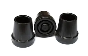 Tres puntas de goma negra antideslizante de 19 mm para muletas y bastones de caminar