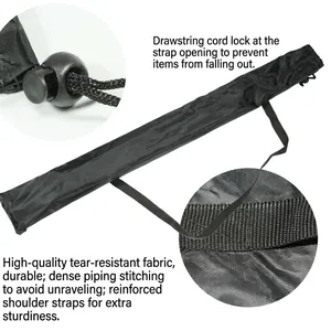 Black Oxford Cloth Trekking Pole Storage Bag Portable Hiking Stick Carrying Case With Drawstring Shoulder Strap For Outdoor