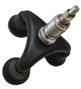 Non-slip 3-leg rubber tip replacement base for walking canes and hiking sticks.