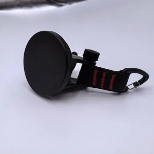 Detail of portable car tent suction cup with 360 rotation strap and carabiner hook.