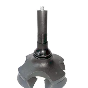 Macro detail of a 360-degree swivel rubber quad cane tip for stability and safety.