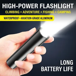 High-intensity LED flashlight with USB charging for outdoor camping and hiking use