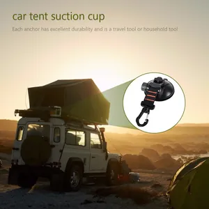 Heavy-duty car tent suction cup anchor with durable carabiner for outdoor camping gear.