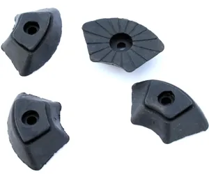 Close-up of black anti-slip rubber pads for four-legged walking canes