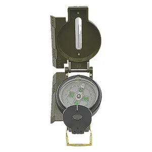 Military green plastic flip-cover portable compass for outdoor camping and hiking