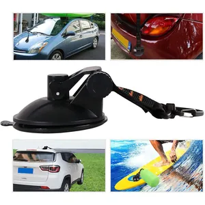 Heavy-duty car suction cup anchor with reinforced nylon strap for outdoor tent and awning