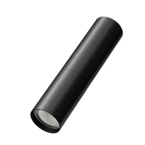 Minimalist black LED flashlight with built-in rechargeable battery for outdoor use