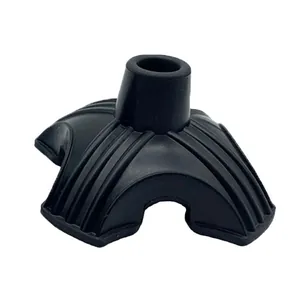 Heavy-duty 19mm black rubber quad cane tip stabilizer accessory for walking sticks