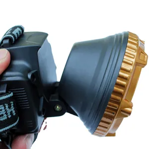 Rechargeable LED headlamp for outdoor cycling and fishing with gold rim design