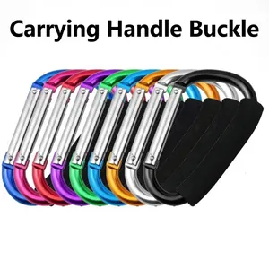 Bunte D-Ring Aluminium-Karabiner mit komfortablen schwarzen Schaumstoffgriffen für Taschen