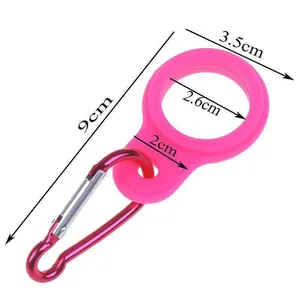 Rosa Silikon-Flaschenhalter mit Abmessungen: 9 cm Länge und 2,6 cm Ringdurchmesser