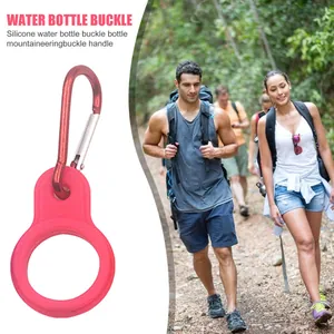 Rosa Silikon-Wasserflaschenschnalle mit Karabiner für Wanderungen