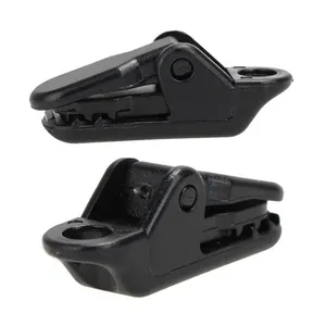 Gedetailleerd overzicht van zwarte nylon tent alligator clips voor buiten kamperen