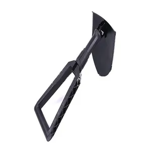 Heavy duty multifunctional folding camping shovel with serrated edge for outdoor survival