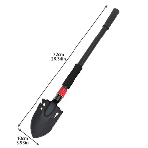 Pala pieghevole multifunzionale da 72 cm con dettaglio del bordo seghettato nero