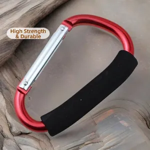 Robuster großer D-Ring-Karabiner aus Aluminiumlegierung mit bequemem schwarzem Schaumstoffgriff